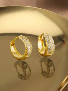 1 Pair Luxury Micro-Inlaid Earrings, Suitable For Daily Wear, Parties, And As A Valentine's Day Gift - Luxury Round - View 6