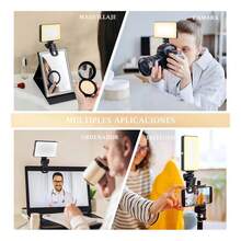 Luz de Vídeo LED Portátil RGB 96 Luces, Lámpara de Relleno Recargable con Clip para Celular, Cámara y Laptop, Temperatura Color 2500‑9000K - Negro - Ver 6