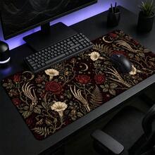 Skeleton Hand Floral Large Mouse Pad, Gothic Halloween Desk Mat, Extended Gaming Keyboard Pad Polyester Surface With Rubber Base For Home Office, Computer Setup And Spooky Decor 3 Sizes Available - View 2