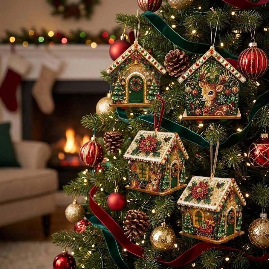3D Christmas House Diamond Painting Set, Adult Version, Holiday Decoration, Handmade Christmas Tree Ornament, Home Craft Gift - Sets - View 1