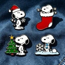 SNOOPY 1 قطعة دبوس معدني بتصميم كلب كرتوني، شارة سبيكة زينة عيد الميلاد لطيفة، إكسسوار إبداعي، هدية للأصدقاء - مقاس واحد - مشاهدة 5