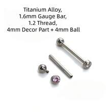 Comfort Formula F136 Titanium Alloy Tongue Stud, Multi-Color Internal Thread Tongue Ring, Non-Fading Piercing Jewelry, Suitable For Halloween, Christmas And Daily Wear - White - View 11