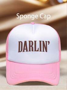 1pc Men Hats DARLIN' Printing Adjustable Hat Perfect For Outdoor Activities, Hiking, Beach Vacations, Sun Protection And Everyday Wear A Perfect Gift - Multicolor - View 12