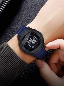 TOMI Men's Electronic Watch Square Digital LCD Display Dial Silicone Sports Strap Outdoor Multi-Function Men's Watch Multiple Colors Available Daily Wear Holiday Gift - one-size - View 8