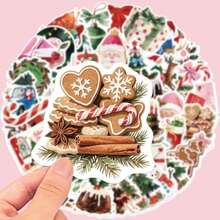 50pcs Matte Christmas Stickers Suitable For Plastic Glass Metal Asymmetrical Shaped Phone Cases - Multicolor - View 6