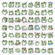56Pcs Kawaii Frog Life Stickers- Green Frogs Reading, Drumming & Eating With Cute Expressions, Cute Vinyl Decals For Journal, Laptop & DIY Crafts - Multicolor - View 8