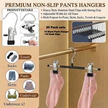 5/10/20/60PCS, Adjustable Colorful Hangers, Suitable For Pants, Skirts, Jeans And Socks - Space-Saving Metal Hangers, Durable Coated Clips For Secure Grip, Clothing Organizer - Multicolor - View 4