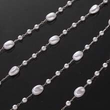 1m Imitation ABS Irregular Pearl Beaded Chain With Stainless Steel Jump Rings, Suitable For Bulk Production, Can Be Used For DIY Handicrafts - Asymmetrical Pearl Stainless Steel Chain - View 8