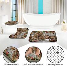 1pc/4pcs Forest Snow Scene Deer Pattern Multi-Functional Bathroom Decor Shower Curtain Set, Free 12 Hooks, Premium Holiday Atmosphere, Bathroom Mat, U-Shaped Floor Mat And Round Toilet Lid Cover, Suitable For All Occasions, Bathroom Set - Forest Snow Reindeer - View 6