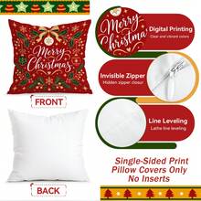 4pcs/1pc Christmas Tree Pattern Pillow Case Without Insert, Single-Sided Printed Pillow Case, Suitable For Living Room, Bedroom, Home Decor, All-Season Pillow Case - Multicolor - View 4