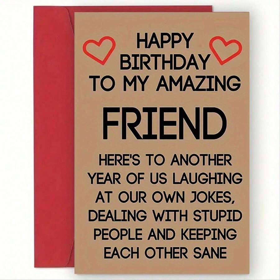 OBOVAY 1pc Best Friend Birthday Card, Humorous Birthday Greeting Card, Friendship Card, Best Friend Birthday Gift, Christmas - A - View 1