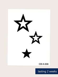 Herbal Juice Semi-Permanent Tattoo Sticker, Minimalist Star Pattern, 14 Days No Fading, Music Festival Party Gift, Temporary Tattoo Sticker For Arm, Shoulder, Neck, Collarbone, Waist, Abdomen, Body, 1pc/Pack - Blue - View 5