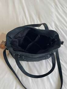 Vintage And Large Capacity Tote Bag, Decorated With Star Rivets And Adjustable Crossbody Shoulder Strap, Perfect For Shopping And Outings - Black - View 12