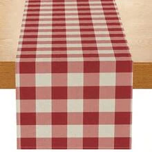 1pc, Classic Buffalo Plaid Table Runner, Red And White Plaid Rectangular Table Runner Tablecloth, Suitable For Home Dinner, Coffee Table, Kitchen And Dining Room Decor, Party Dining Table Setting, Entryway, Fireplace Mantel, Home Decor - Red - View 1