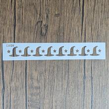 Halloween Cake Border Stencil, Witch Hat/Bat/Bone/Candle/Black Cat Element Pattern Cake Spray Mold, Buttercream/Frosting Cake Decoration Tool, Cake Decor/Handmade DIY/Baking Tool, Handmade Journal Stencil - White - View 8