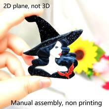 2D Flat Acrylic Brooch, 1pc Classic Fashion Pure Style High-End Mixed Color Girl & Witch Design, Shiny Effect - A - View 10