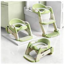 UBRAVOO 2-In-1 Toddler Potty Training Seat With Step Stool Ladder, Foldable Potty Chair With Soft Cushion & High Backrest, Adjustable Toilet Trainer - Green - View 10