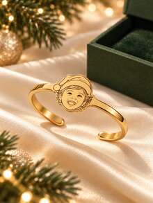 [ZzAi Custom]A Christmas Exclusive Customized Portrait Bracelet, With A Christmas Hat Added To The Portrait And Engraved On Your Bracelet (You Only Need To Provide The Portrait, The Christmas Hat Will Be Generated For You), A Precious Christmas Gift Filled With Love, Includes A Gift Box As The Most Surprising Christmas Gift. - Christmas Hat Style - View 10