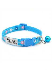 1pc Customized Pet Collar With Flower Design, Customizable Engraved ID And Contact Information. Adjustable Bell Necklace For Cats And Dogs. Fashionable Pet Supplies. Cute Decorations For Pets. - Multicolor - View 5