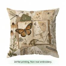 4pcs/1pc Vintage Insect Collage Design Pillow Case, Single-Sided Print Pillow Case, Suitable For Living Room Bedroom Home Decor, All Season Pillow Case - Multicolor - View 13