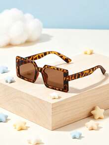 1 PC Kids 4-8Y Narrow Rectangle Fashion Glasses, Retro Basic Casual Frame Solid Color Lens Lightweight For Beach Daily Wear With Glasses Box - Multicolor - View 12