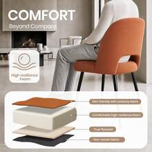 Modern White Marble Extendable Kitchen Table With Corduroy Upholstered Chairs For Dining Room, Kitchen - White Table + Orange Chair - View 4