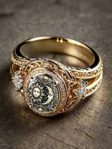 1pc Holiday Gift For Friends, Family And Loved Ones, Luxury Exquisite 14K Gold Plated Cubic Zirconia Inlaid Engagement Ring, Elegant Wedding Party Accessory Jewelry Gift - Gold - View 13