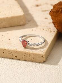 MODIAN 0.5CT Heart Cut Moissanite Ring 925 Sterling Silver Romantic Red Heart Lab Diamond Finger Ring For Women Fine Jewelry - Silver - View 7