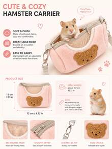 1pc Hamster Outdoor Sling Bag, Portable Hamster Carrying Bag, Warm Pet Carrier - Multicolor - View 2