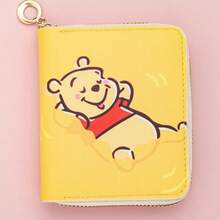 Mesuca Cute Zipper PU Leather Short Wallet, Kawaii Cartoon Print Yellow Multi‑Color Square Coin Purse - Multicolor - View 13