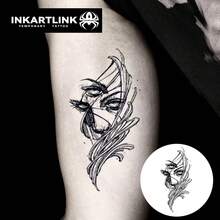 INKARTLINK 1PC Face Eye Line Art Temporary Tattoo Sticker, Waterproof Body Art Tattoo Sticker, Lasts 2-5 Days, Water Transfer Colorful Tattoo Sticker, Suitable For Men And Women, Essential For Fashion People, Party Essential Decoration, Holiday Celebration Body Decoration - Black - View 3