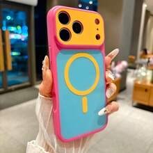 奢華多巴胺色磁吸手機殼，適用於 iPhone 18 Pro Max 17 16 15 14 13 Pro Max，亮面果凍糖果色，支援無線充電，鏡頭保護，18 Pro Max 18 Pro 手機殼，軟邊防震後蓋 - 淺天藍色 - 查看 6