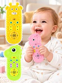 1pc Newborn Silicone Teething Toy, Cute Animal Remote Control Teether, Baby Soothing Sensory Toy, Chewing Toy Suitable For Boys And Girls, Ideal Birthday Gift For Toddlers - Multicolor - View 2