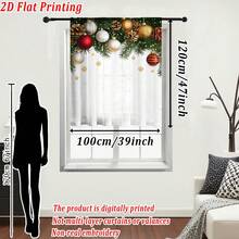 Rideau décoratif transparent à imprimé plat de Noël, haute définition, résistant à la décoloration, maille diamant premium, anti-accrochage, résistant aux plis, doux et lisse, lavable, drapé naturel, semi-transparent filtrant la lumière, convient pour le salon, la chambre, la cuisine, la décoration de fête de Noël à la maison - Multicolore - Voir 11