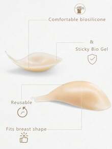 1pc Women's Silicone Strapless Bra With Invisible Straps, Suitable For Wedding Dress, Evening Gown, Party, Date, Graduation Ceremony And Music Festival - Apricot - View 4
