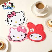 Sanrio Cartoon Coasters, Hello Kitty & My Melody Insulated Cup Mats, Cute Non-Slip Drinkware Coasters, Home Kitchen Coffee Tea Cup Decorative Table Mats - A - View 5