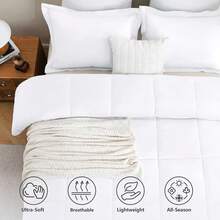 YIHE 1pc Bedding Comforter - Warm Comforter Alternative For Autumn/Winter, 3D Polyester Fiber Filled, Fluffy & Breathable Microfiber Bedding Comforter With Corner Tabs - White - White - View 3