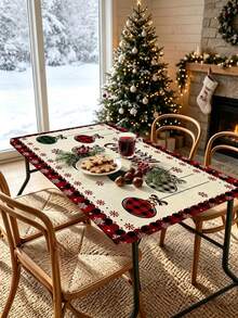 1pc Christmas Element Elastic Band Elastic Edge, Rectangular Design, Anti-Slip Elastic, Waterproof, Oil-Resistant, Scratch-Resistant, Suitable For Dining Table, Folding Table, Kitchen, Party, Picnic, Camping And Home Decor. - Multicolor - View 10