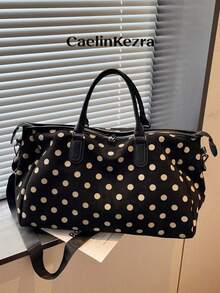 New Fashion Travel Bag Solid Color Minimalist Popular Design Polka Dot Matte Elegant Suitable For Short Trips Fitness With Independent Shoe Compartment Large Capacity Versatile Exquisite Bag - Black - View 8