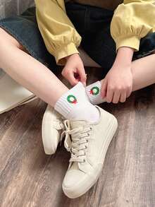 5 Pairs Christmas Embroidered Crew Socks, Cute Cartoon Holiday Design, Comfortable Festive Gift, Perfect For Christmas Season - Multicolor - View 9