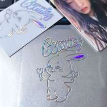 New/Jeans Laser Rabbit Stickers Cute Cartoon Stickers DIY Phone Case Tablet Laptop Earphone Water Cup Decoration Stickers Gift Fan Support Merchandise Holiday Birthday Gift - Multicolor - View 3
