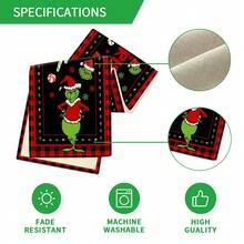 The Grinch 1pc Christmas Table Runner And Placemat Set, Linen Fabric Material, Christmas Table Decoration Table Runner And Placemat Set, Cartoon Image, Holiday Table Atmosphere Decoration Kit, Suitable For Winter Christmas Home Dinner, Holiday Table Setting, Themed Gathering, Party Banquet Scenes. - Multicolor - View 5