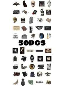 50 pièces, Autocollants de téléphone portable Dark Academia, Matériau PVC, Fournitures pour scrapbooking, Autocollant au design créatif et esthétique, Convient pour les coques de téléphone portable, tablettes, ordinateurs portables, valises, voitures, cahiers, casques, guitares, skateboards, boîtes de rangement, ordinateurs, - 50 pièces - Voir 12