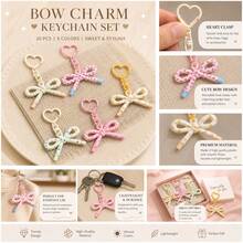 4/5/11pcs Cute Resin Bow Keychains, Colorful Plaid & Polka Dot Bow Bag Charms, Adorable Style Car Key Fobs, Sweet Fashionable Backpack Decor Gift, Suitable For Girls - Polka Dot Bow - View 3