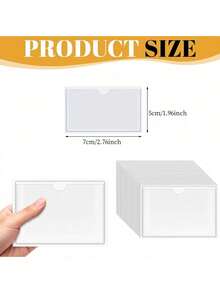 20pcs Transparent Self-Adhesive Index Card Envelopes, Top Opening Plastic Label Holders, Suitable For Storage Organization, Business Card Holder, Planner Index Card Label Bags - Clear - View 10