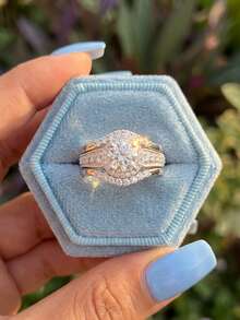 3pcs Single Row Round Ring Set, Elegant Women's Rings Suitable For Dates, Parties, Anniversaries, Exquisite Women's Jewelry Gift - Ring Set - View 2