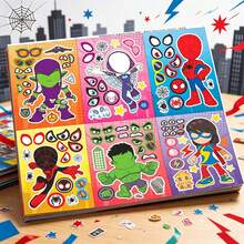 1set/6pcs Cartoon Superhero DIY Sticker Set, Mixed Face And Body Stickers, Fun Creative Craft Stickers, Perfect For Theme Parties, DIY Craft Projects, Scrapbooking, Events And Autumn Celebration Party Supplies - Multicolor - View 2
