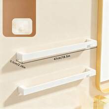 No Punching Wall-Mounted Bathroom Shelf, Plastic Storage Rack For Slippers Shoes Towel And More, Multi-Functional Storage Organizer, Waterproof&Moisture Proof Towel Holder Hanger, Shoes Rack,Space-Saving Easy Installation Shoes Organizer - Multicolor - View 15