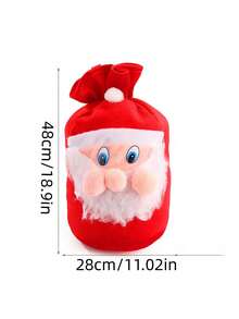 1pc Gold Velvet Santa Claus Mask Backpack With Straps, High-End Drawstring Gift Bag Large Capacity Christmas Present Pouch, Creative Holiday Party Gift Storage Bag, Christmas Gift Packaging & Decoration Supplies - Multicolor - View 2