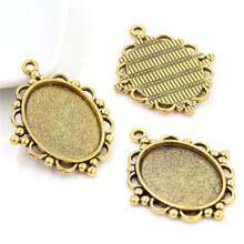 5pcs 18x25mm Inner Size Alloy Pendant Cabochons Blank Base Setting Bezel Tray DIY Jewelry Making Accessories Findings - 18x25mm - View 2